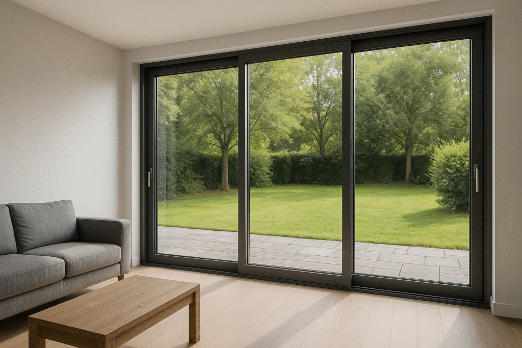 Vetrata panoramica scorrevole in alluminio a tutta altezza