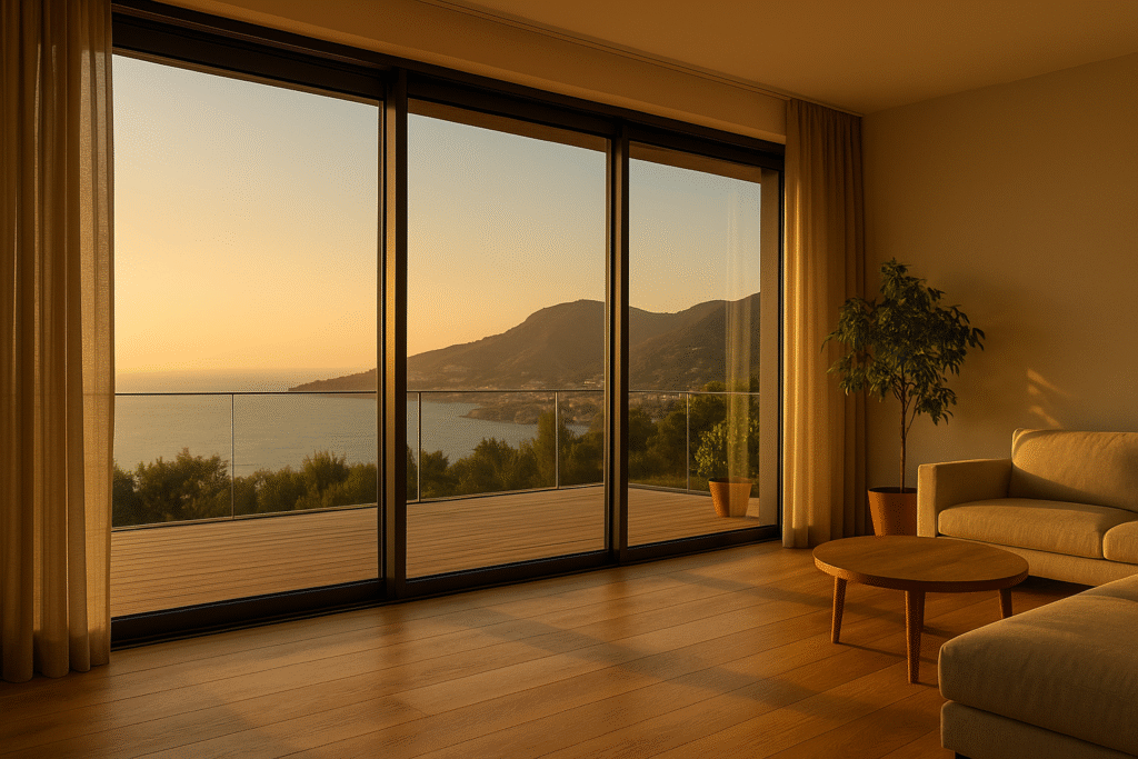 Vetrata panoramica in alluminio con profili minimal – progetto Windome